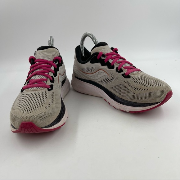 Saucony Women’s Ride 14 Fog Grey / Cherry Running Shoes - Size 6.5 - Picture 6 of 11